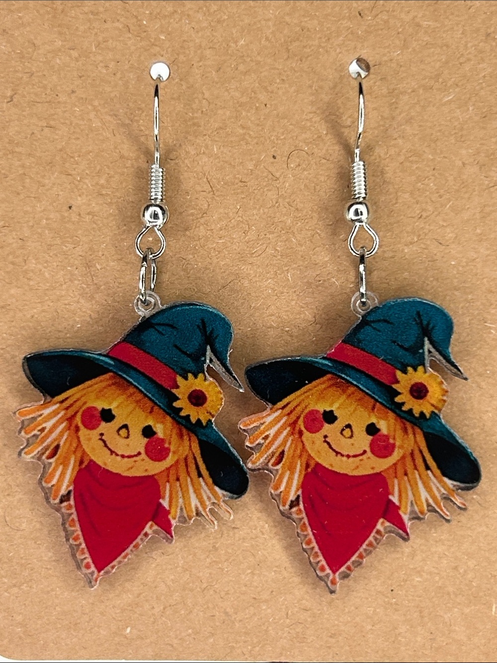 Fall 2D Acrylic Scarecrow Dangle Earrings Fashion Jewelry